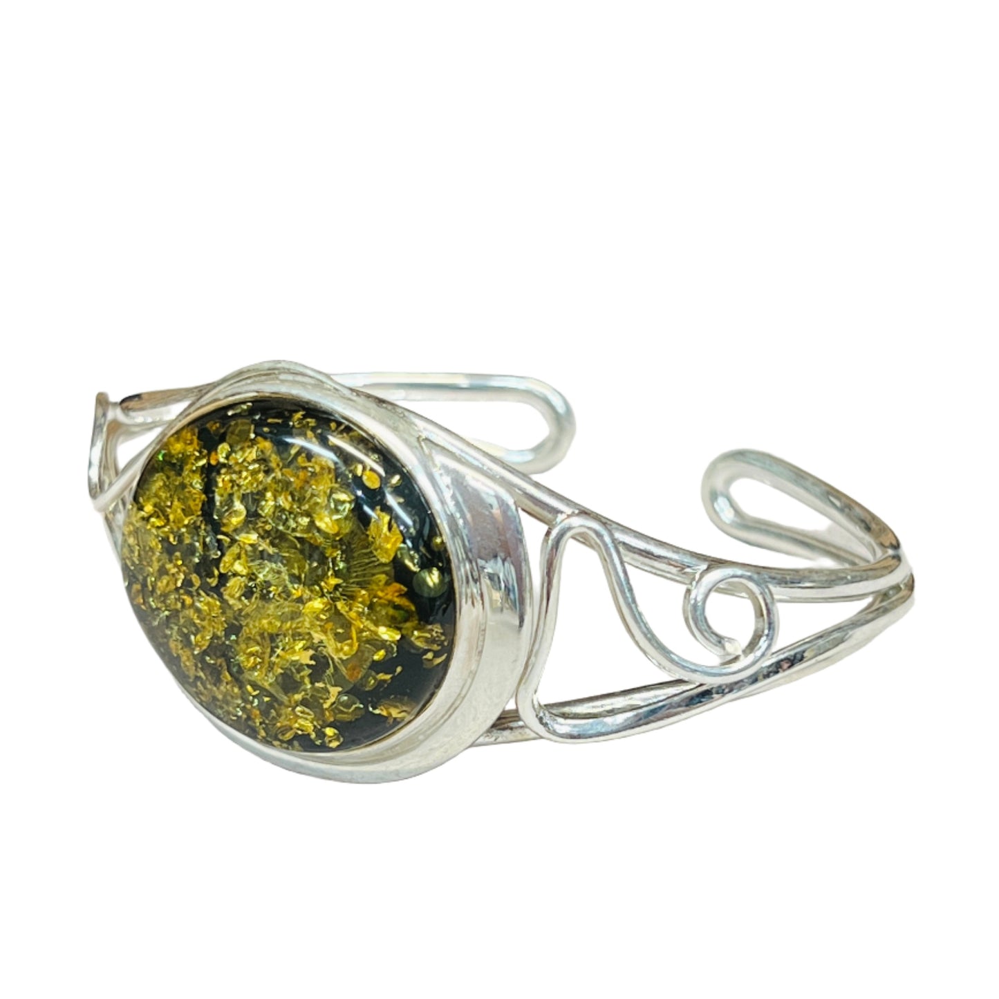Large Sterling Silver Amber Bracelets