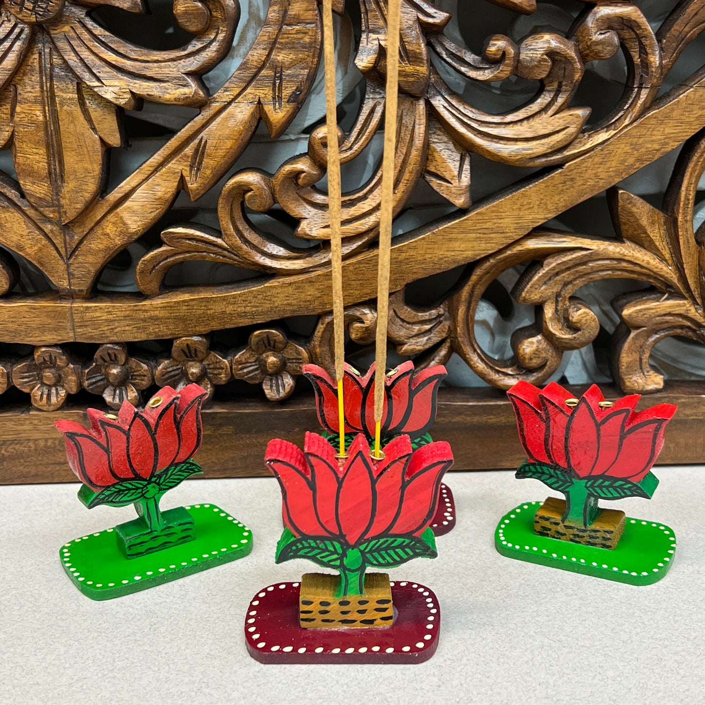 Lotus Flower Painted Incense Burner