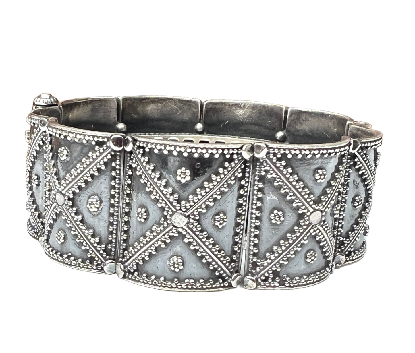 Vintage Rajasthani Sterling Silver Flower Bracelet