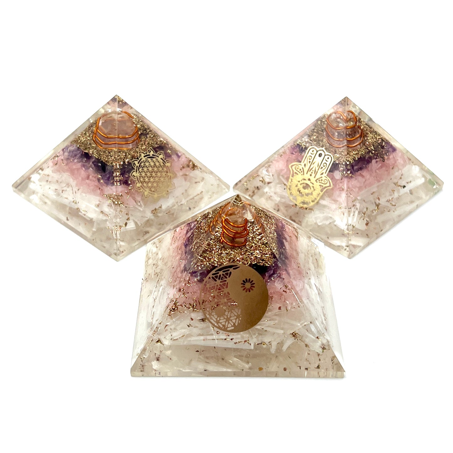 Selenite Orgonite Pyramids