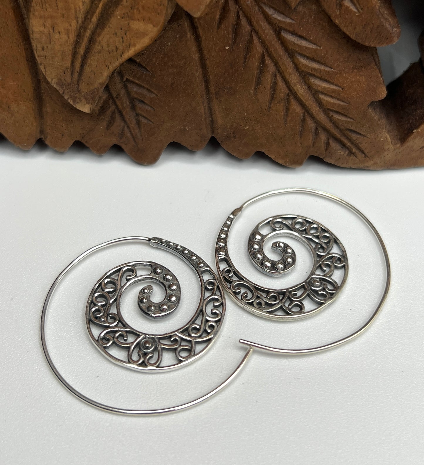 Beaded Swirl Slide Hoop Earrings