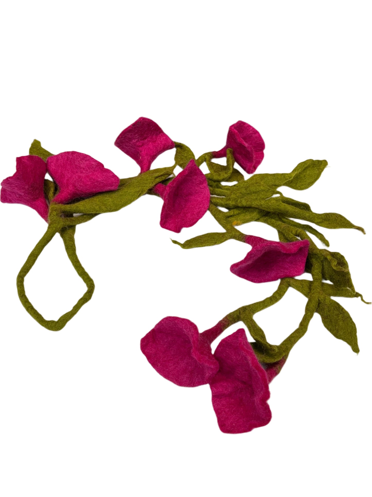 Hand felted Wool Flower Garland
