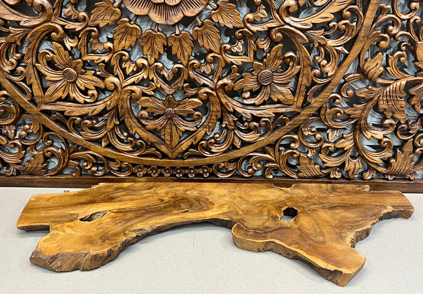 Floating Teak Wood Natural Edge Shelf