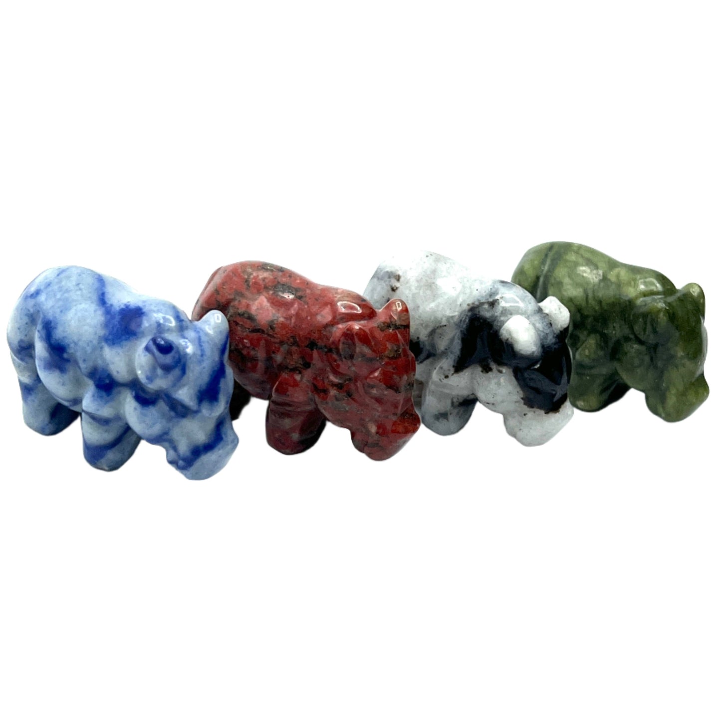 Hand Carved Gemstone Hippos