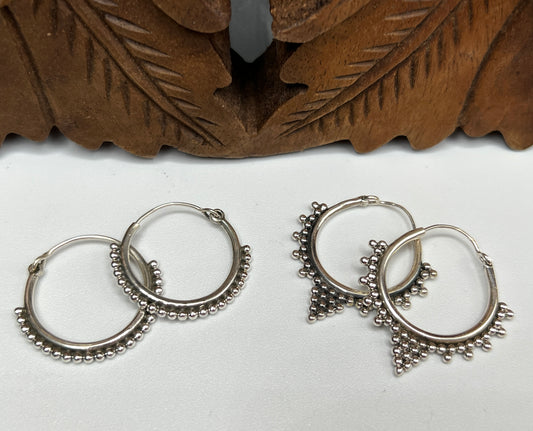 Small Beaded Decorative Hoop Earrings