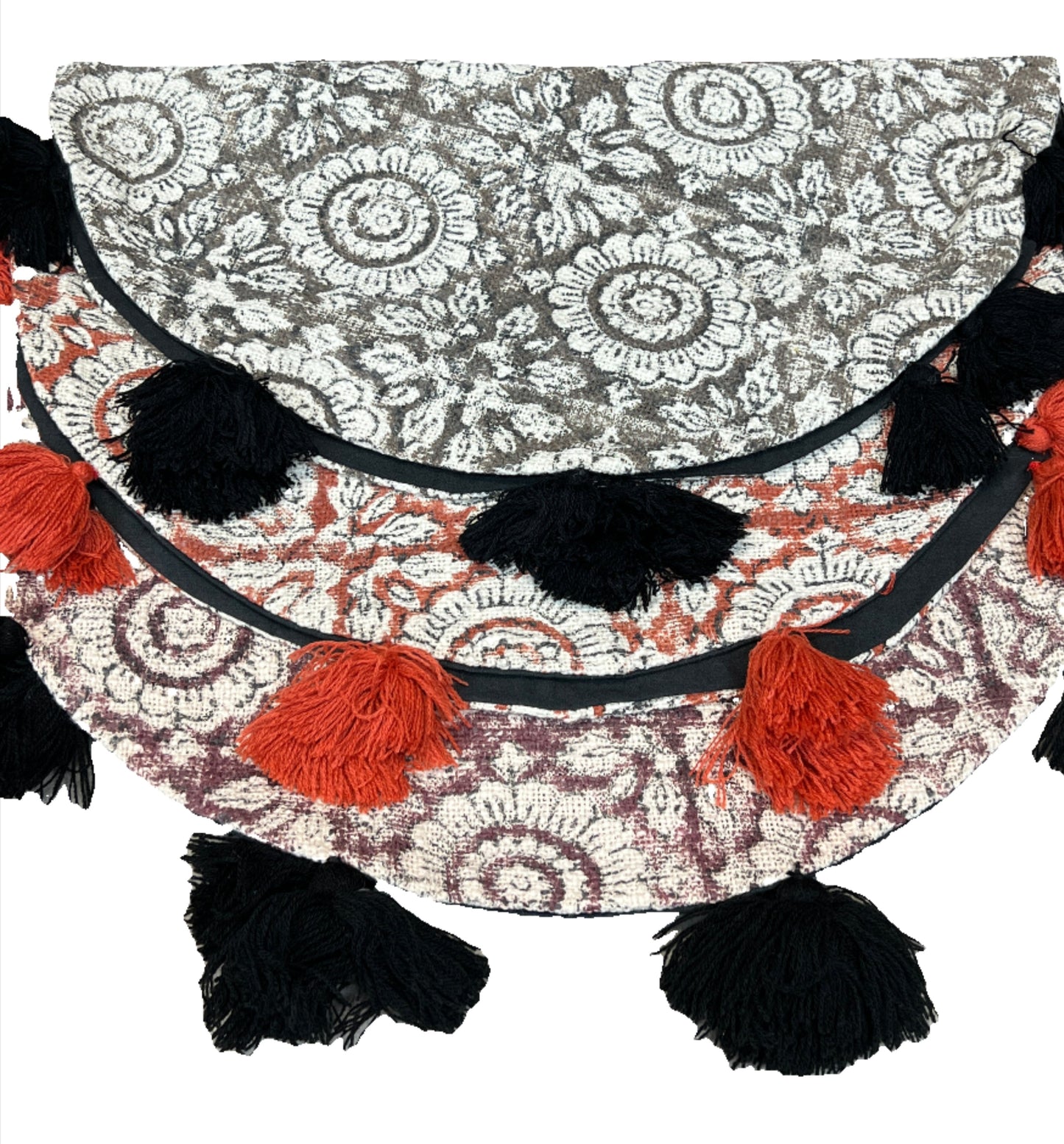 Flower Block Print Throw Pillows | Round