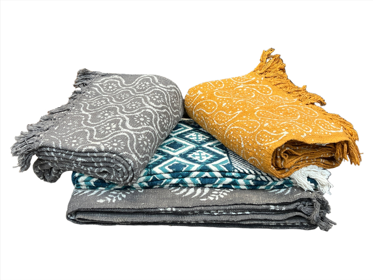Handloomed Block Print Throw Blanket