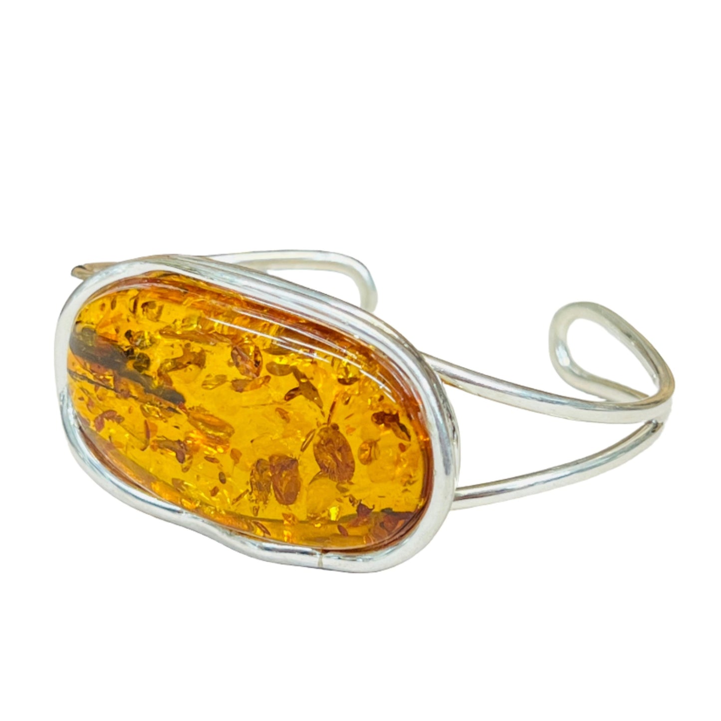 Large Sterling Silver Amber Bracelets