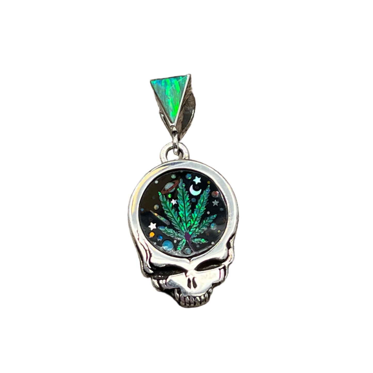 Rare Inlaid Gemstone SYF Cannabis Pendant by David Freeland