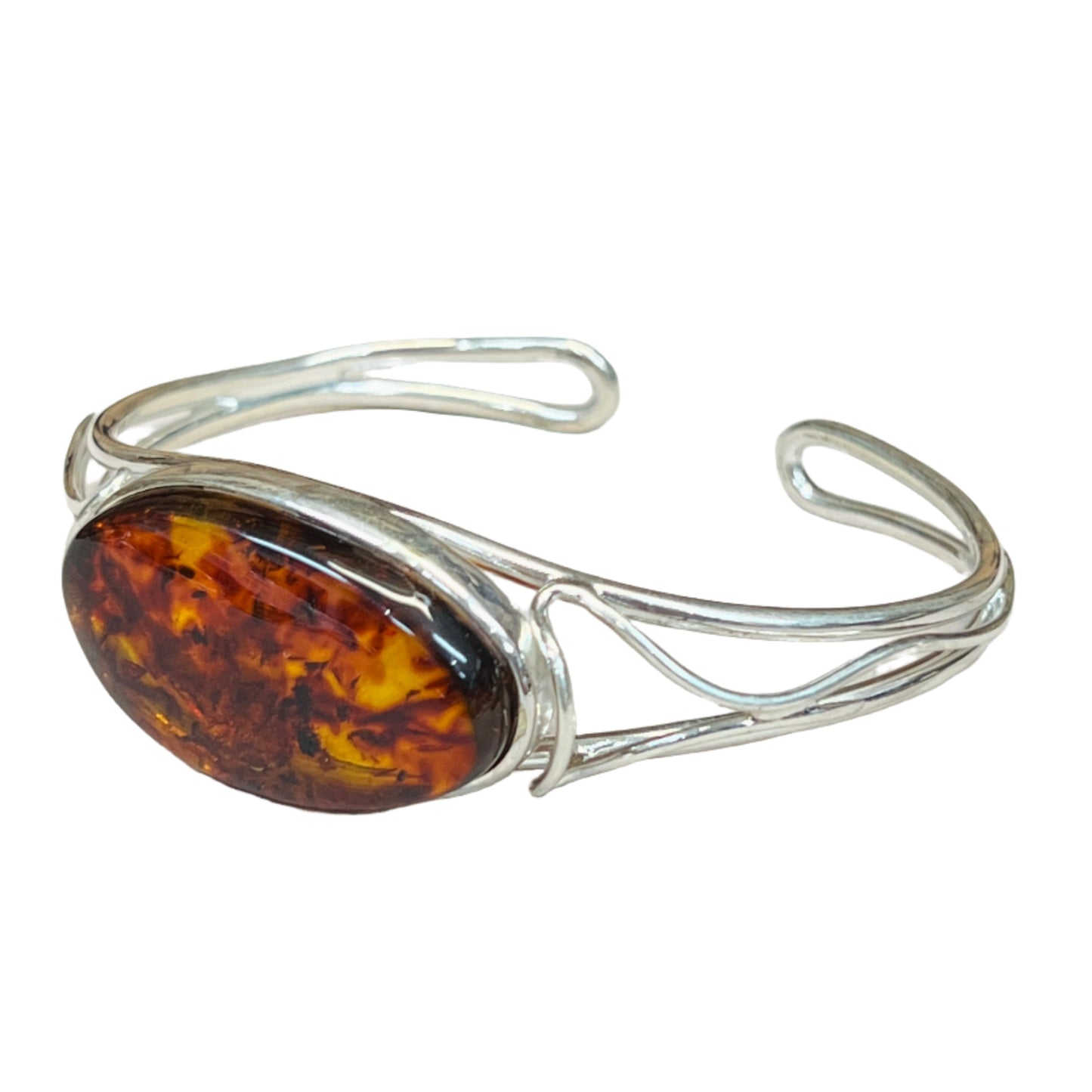 Large Sterling Silver Amber Bracelets