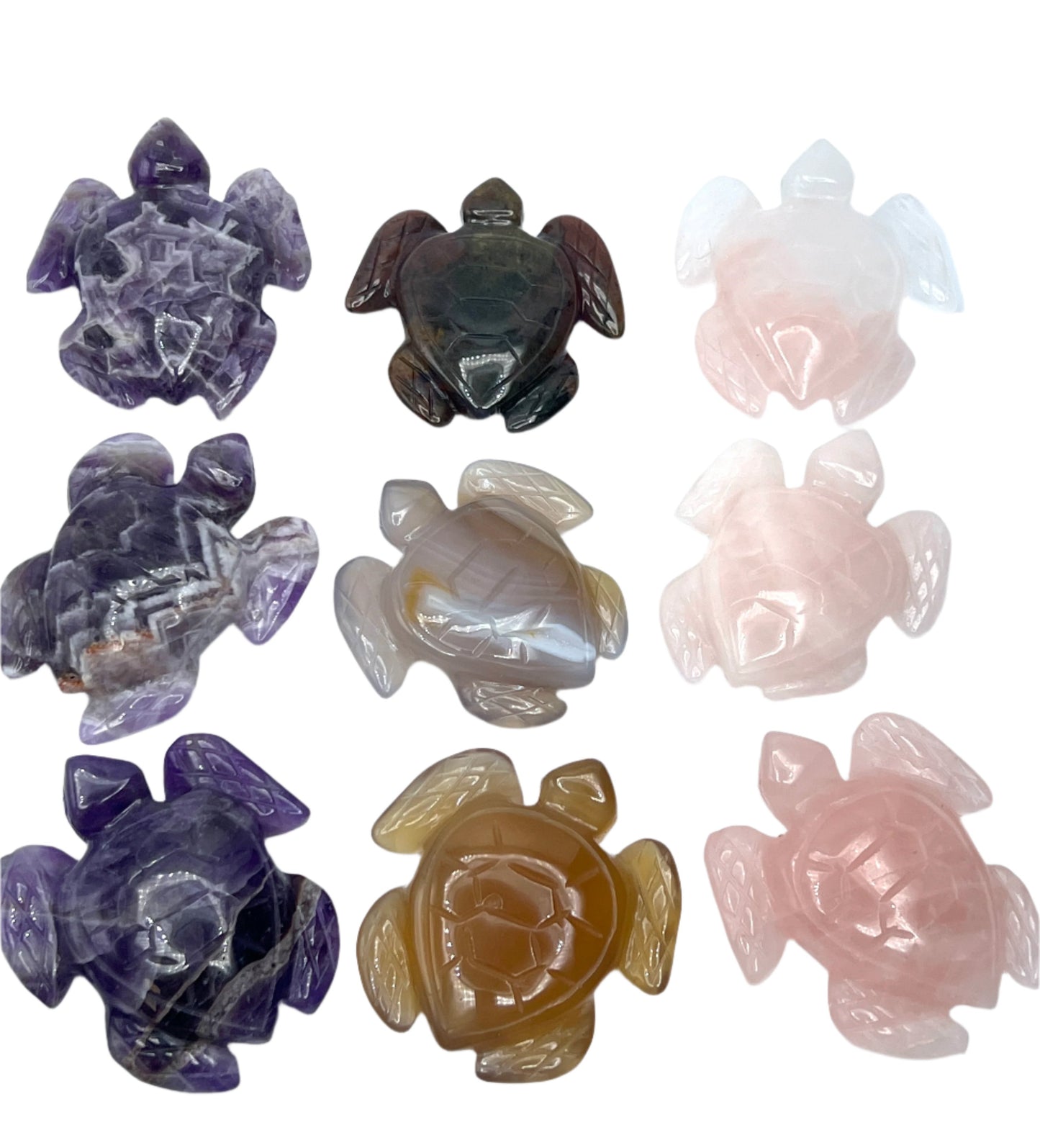 Hand Carved Gemstone Turtles