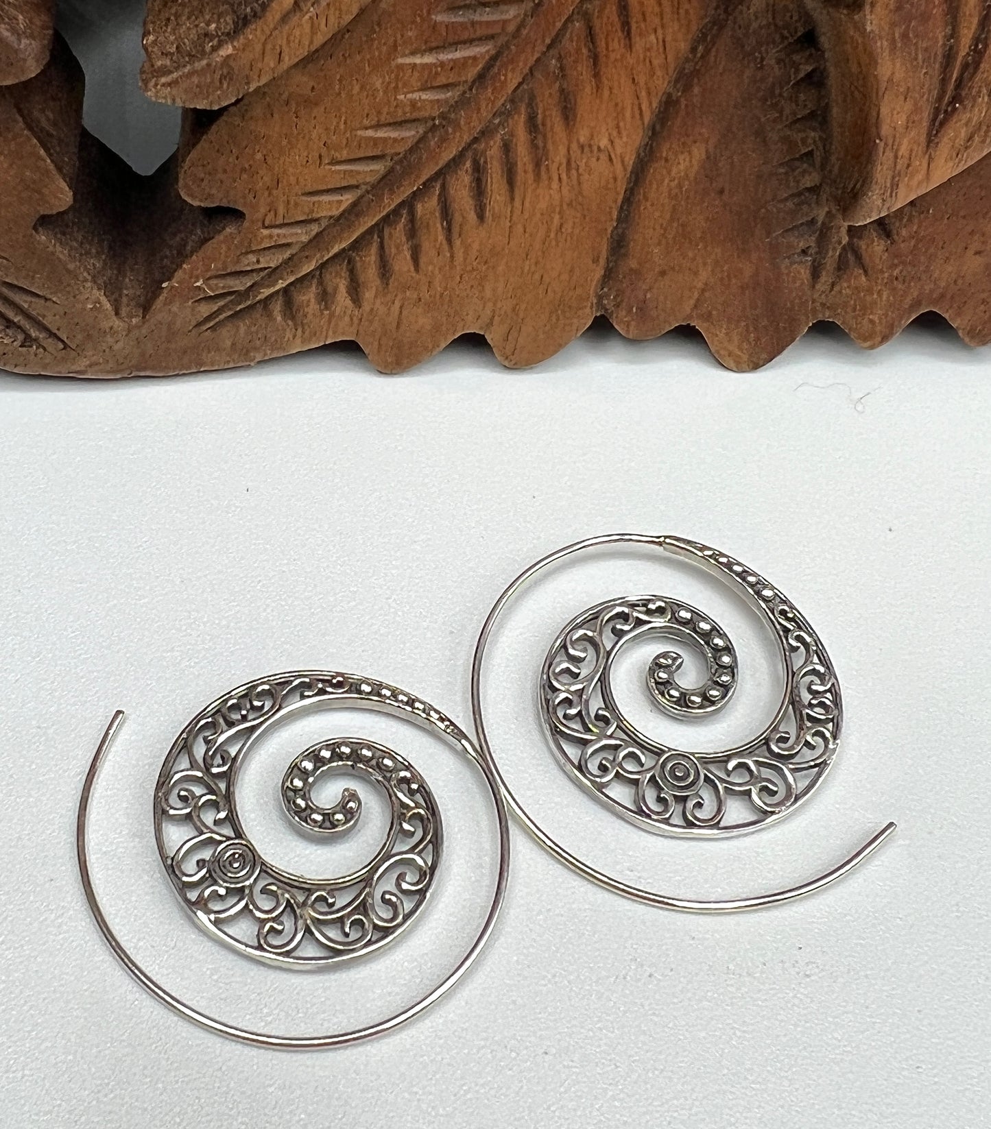 Beaded Swirl Slide Hoop Earrings