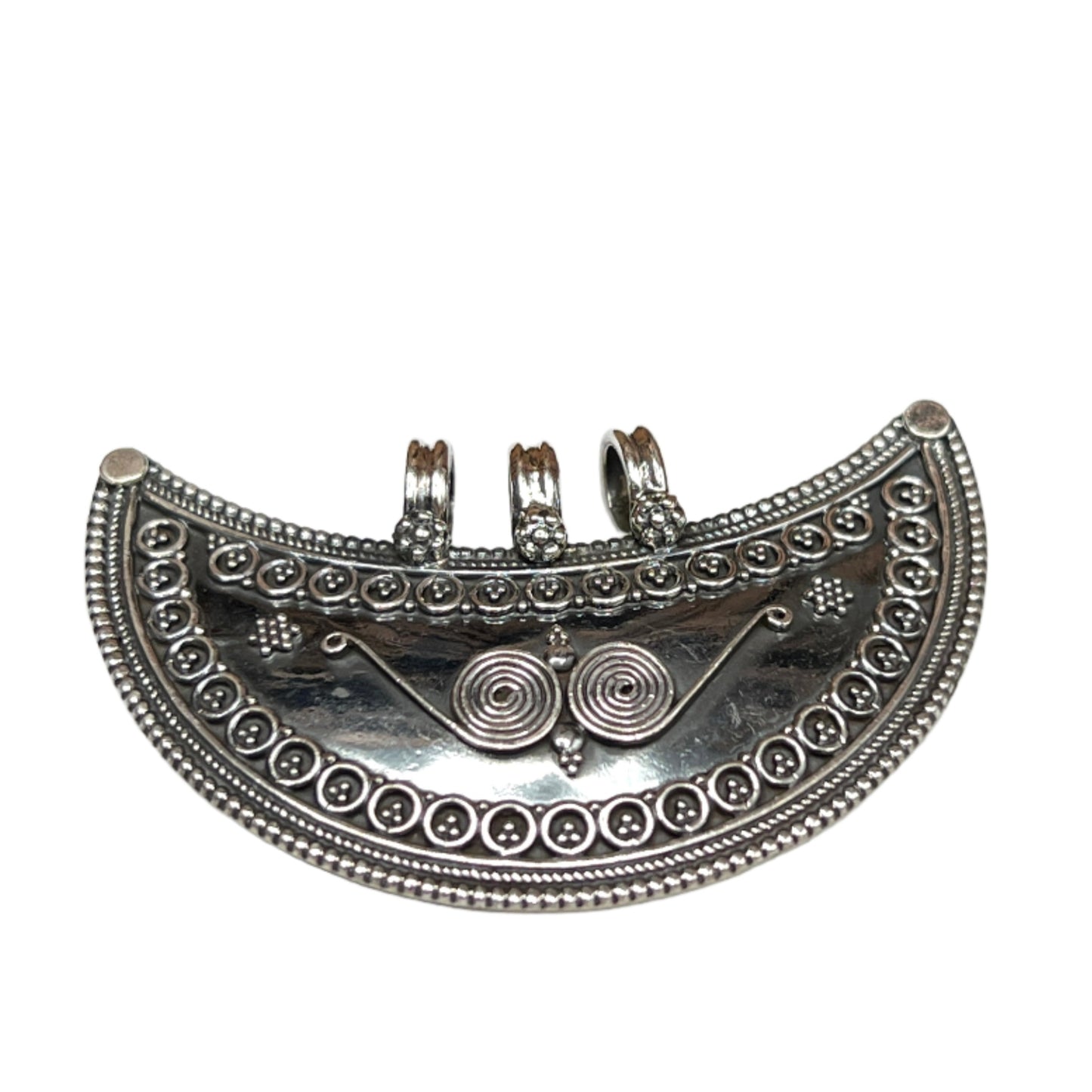 Large Oxidized Silver Half Shield Tribal Pedants