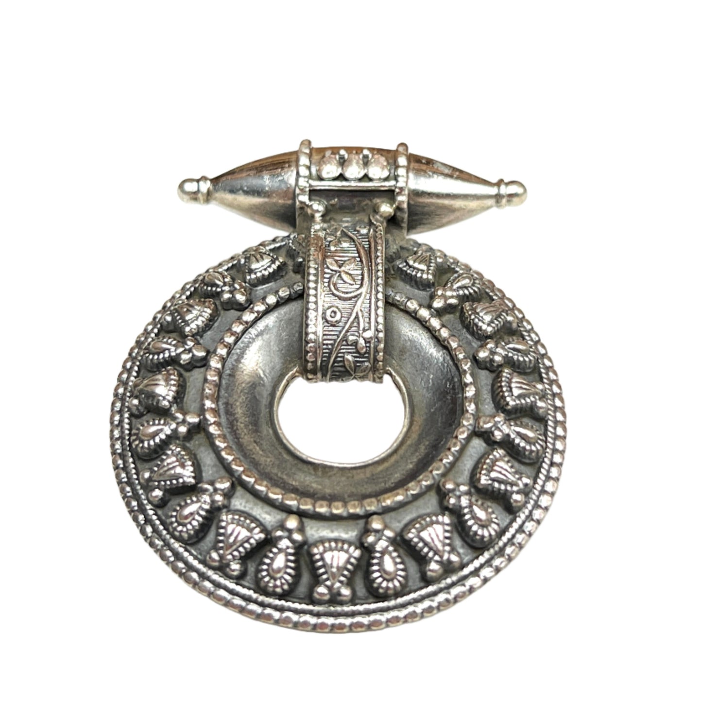 Large Oxidized Silver Shield Tribal Pedants