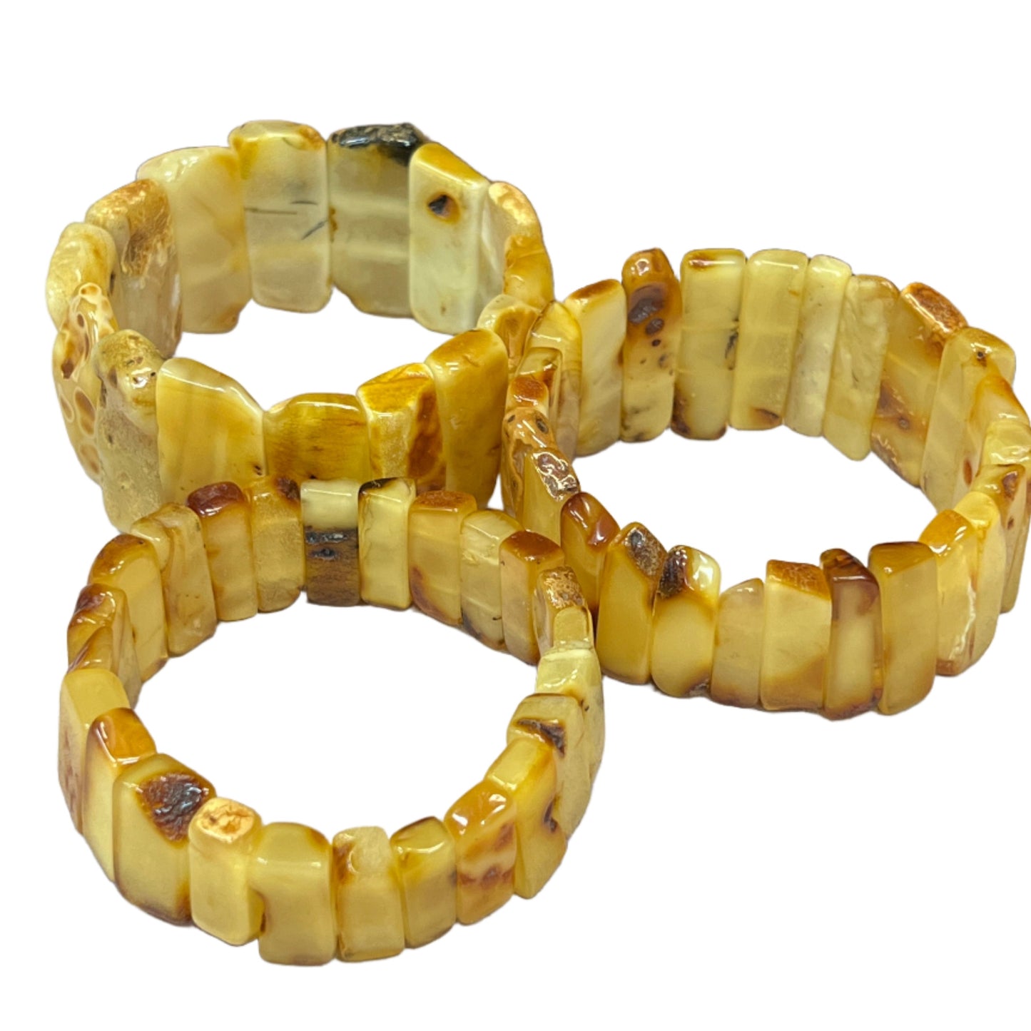 Polished Butterscotch Amber Stretchy Bracelets