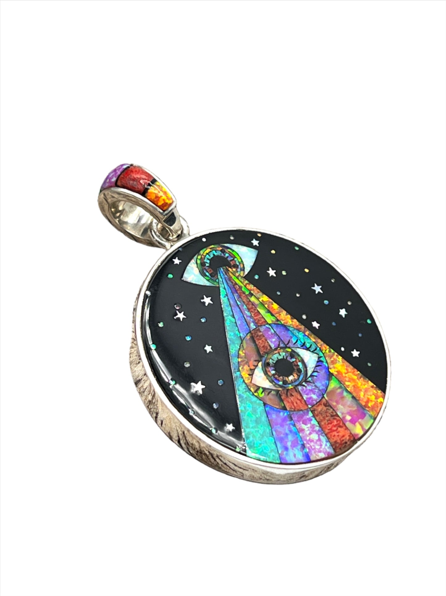 Rare Inlaid Gemstone All Seeing Eye Pendant by David Freeland