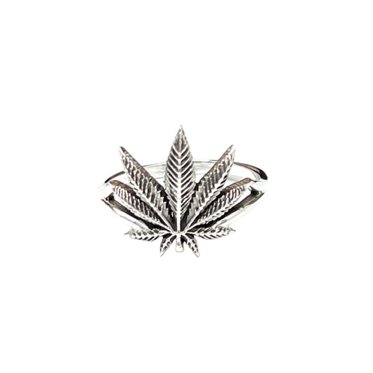 Sterling Silver Cannabis Leaf Ring