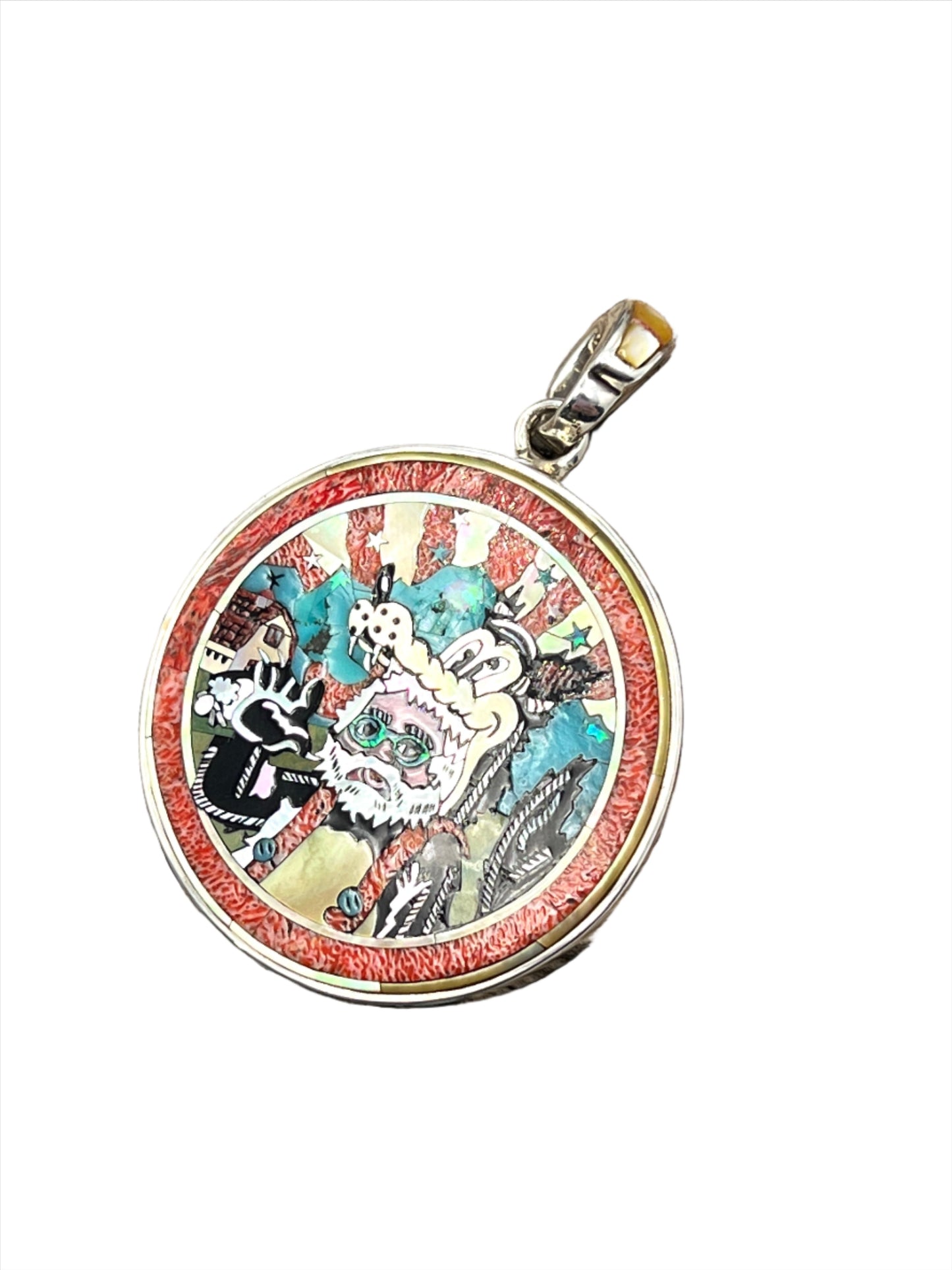 Rare Inlaid Gemstone Jerry in Wolves Clothes Pendant by David Freeland