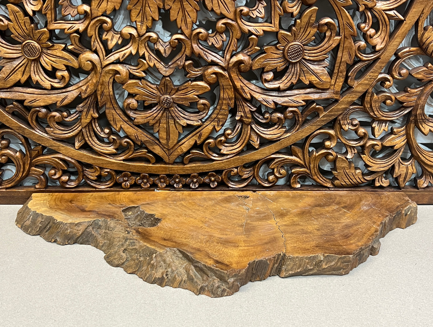 Floating Teak Wood Natural Edge Shelf
