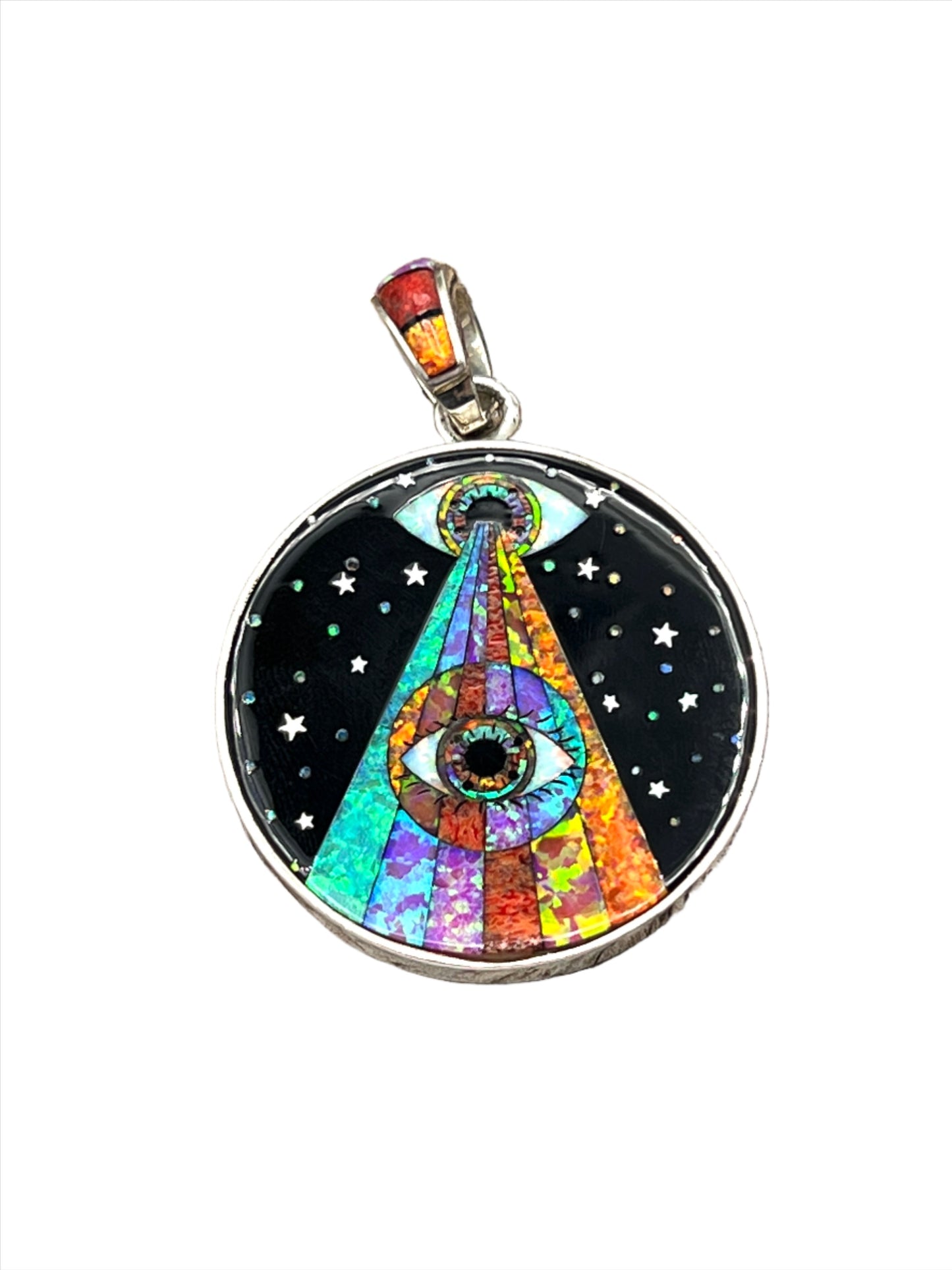 Rare Inlaid Gemstone All Seeing Eye Pendant by David Freeland