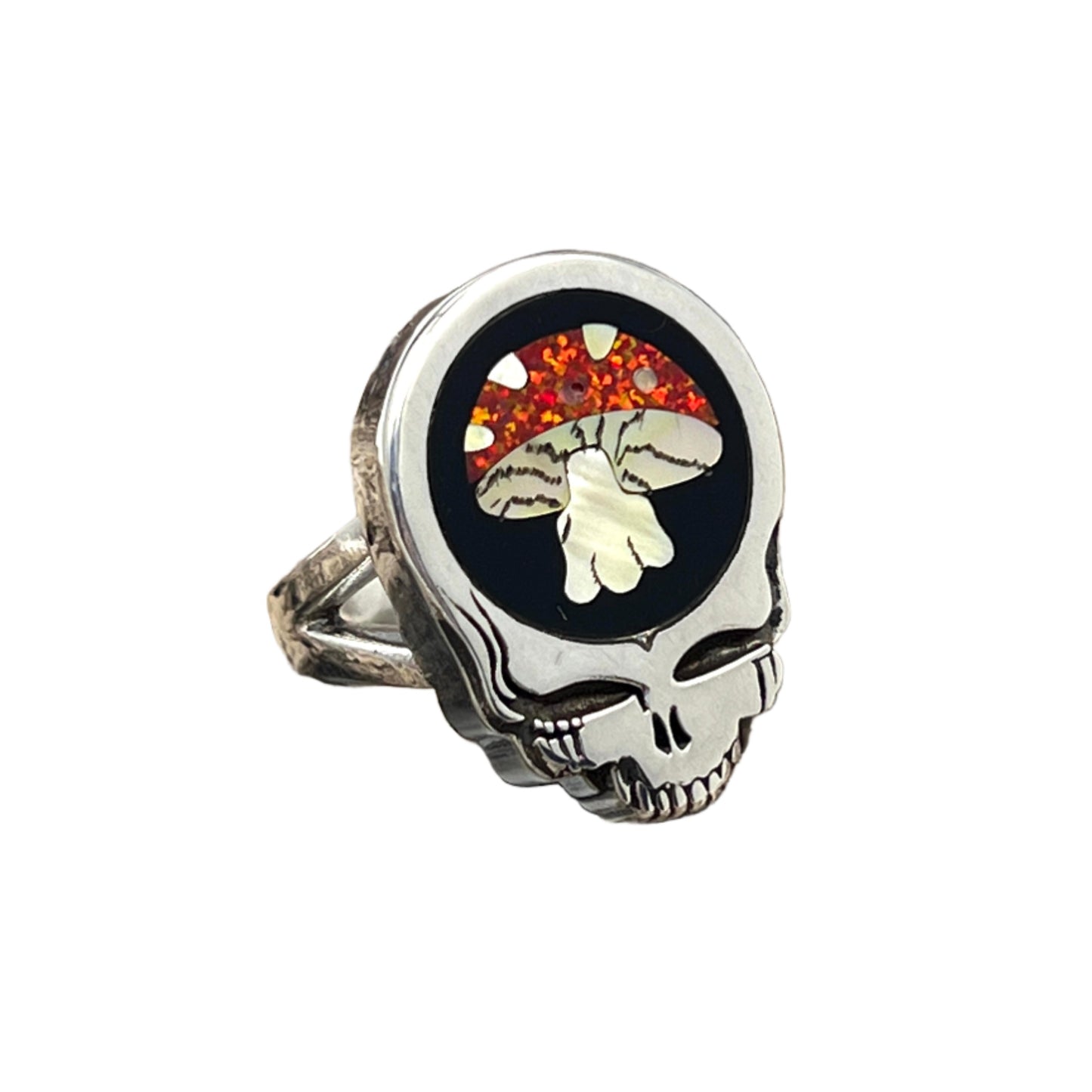 Inlaid Gemstone Grateful Dead SYF Mushroom Ring by David Freeland