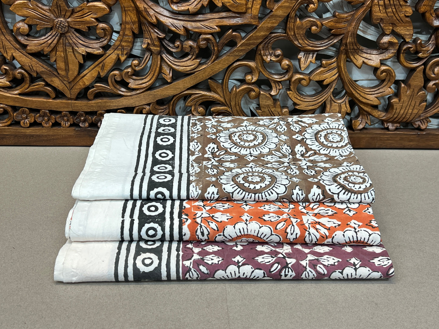 Flower Block Print Tablecloth