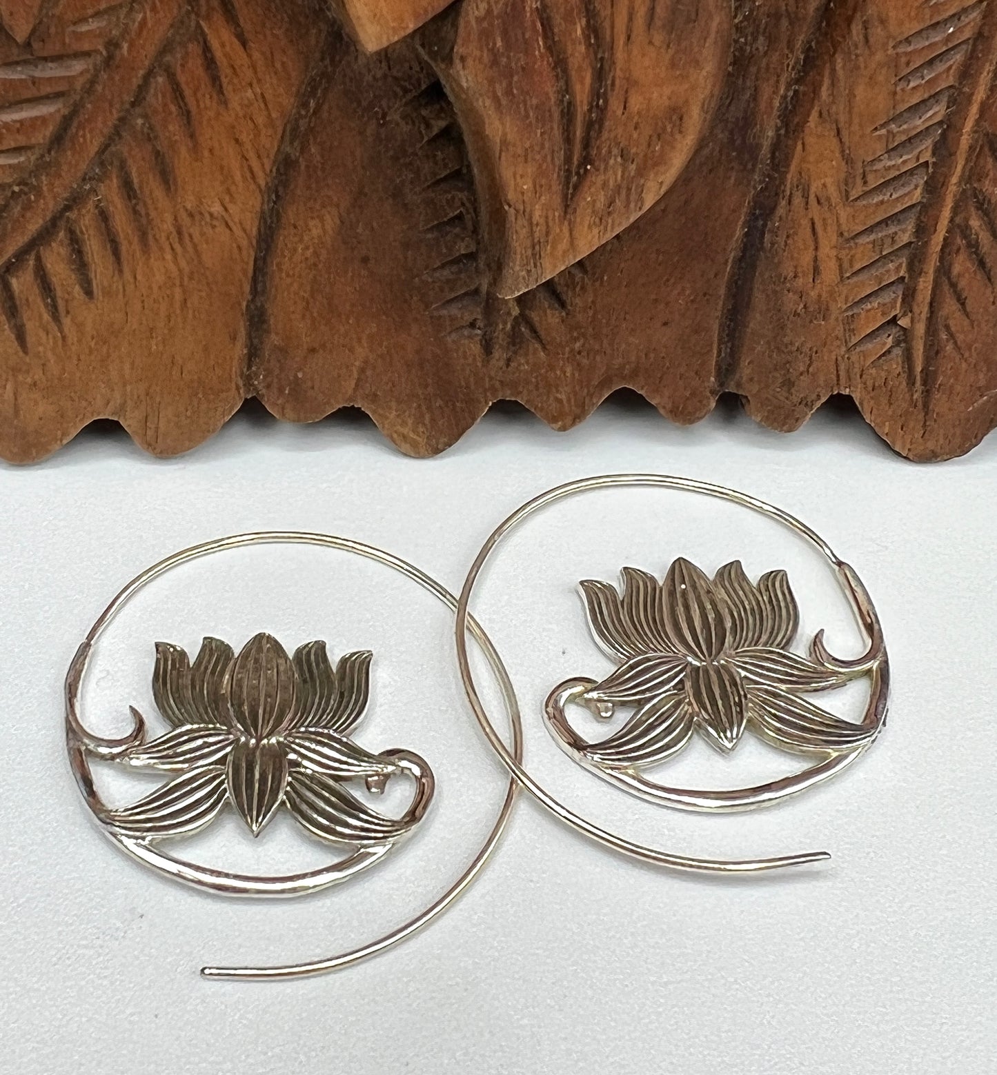 Lotus Slide Hoop Earrings