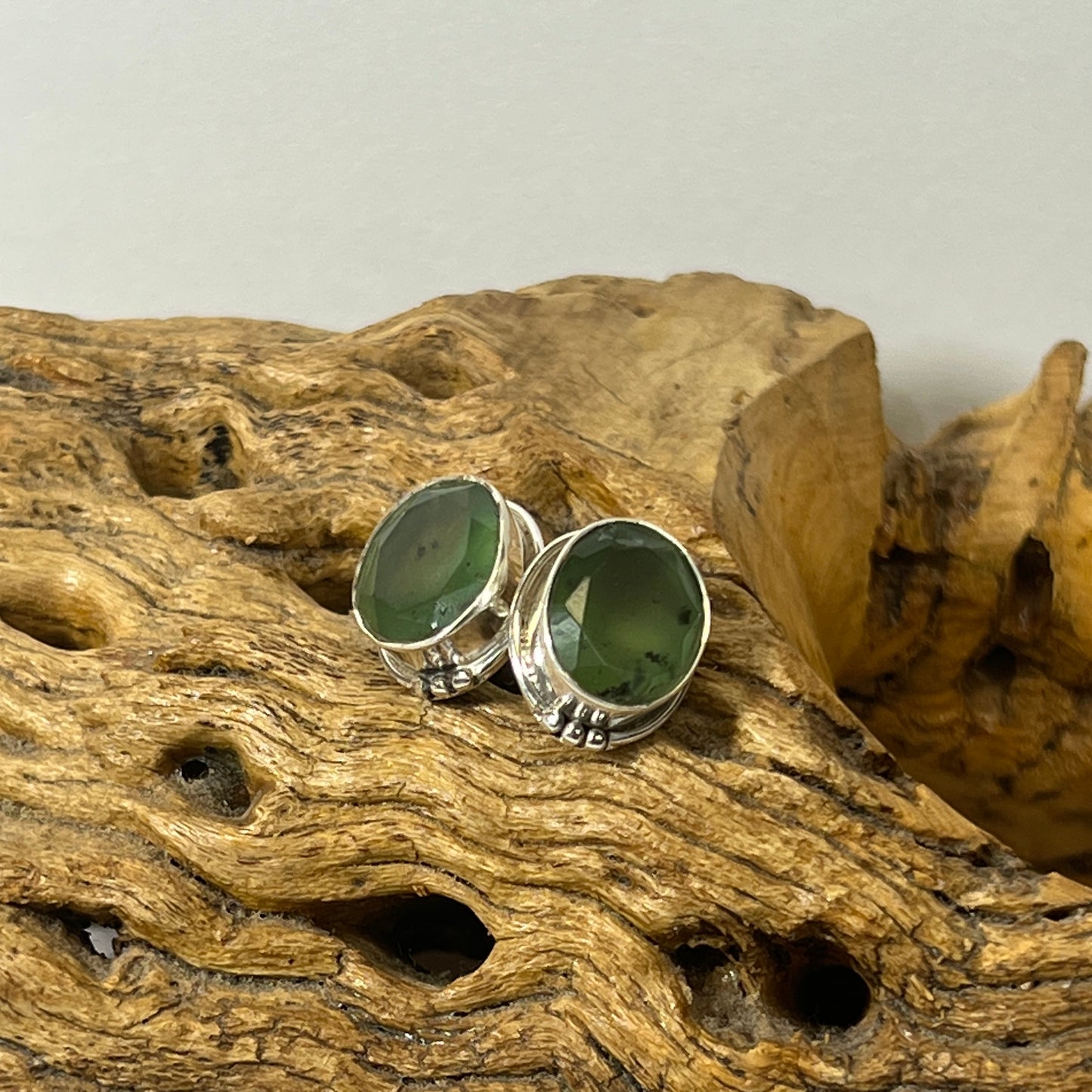 10mm Beaded Oval Faceted Studs Earrings