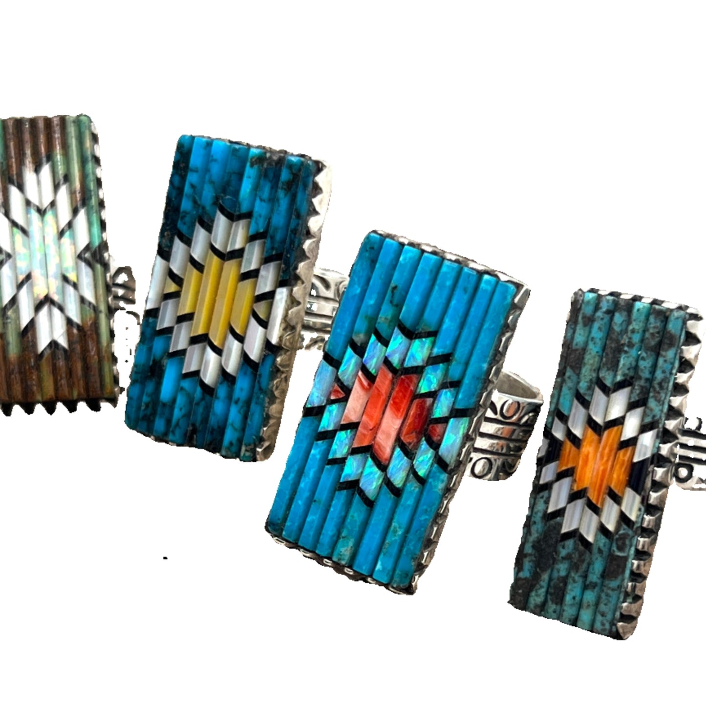 Vintage Matchstick Gemstone Rings by David Freeland
