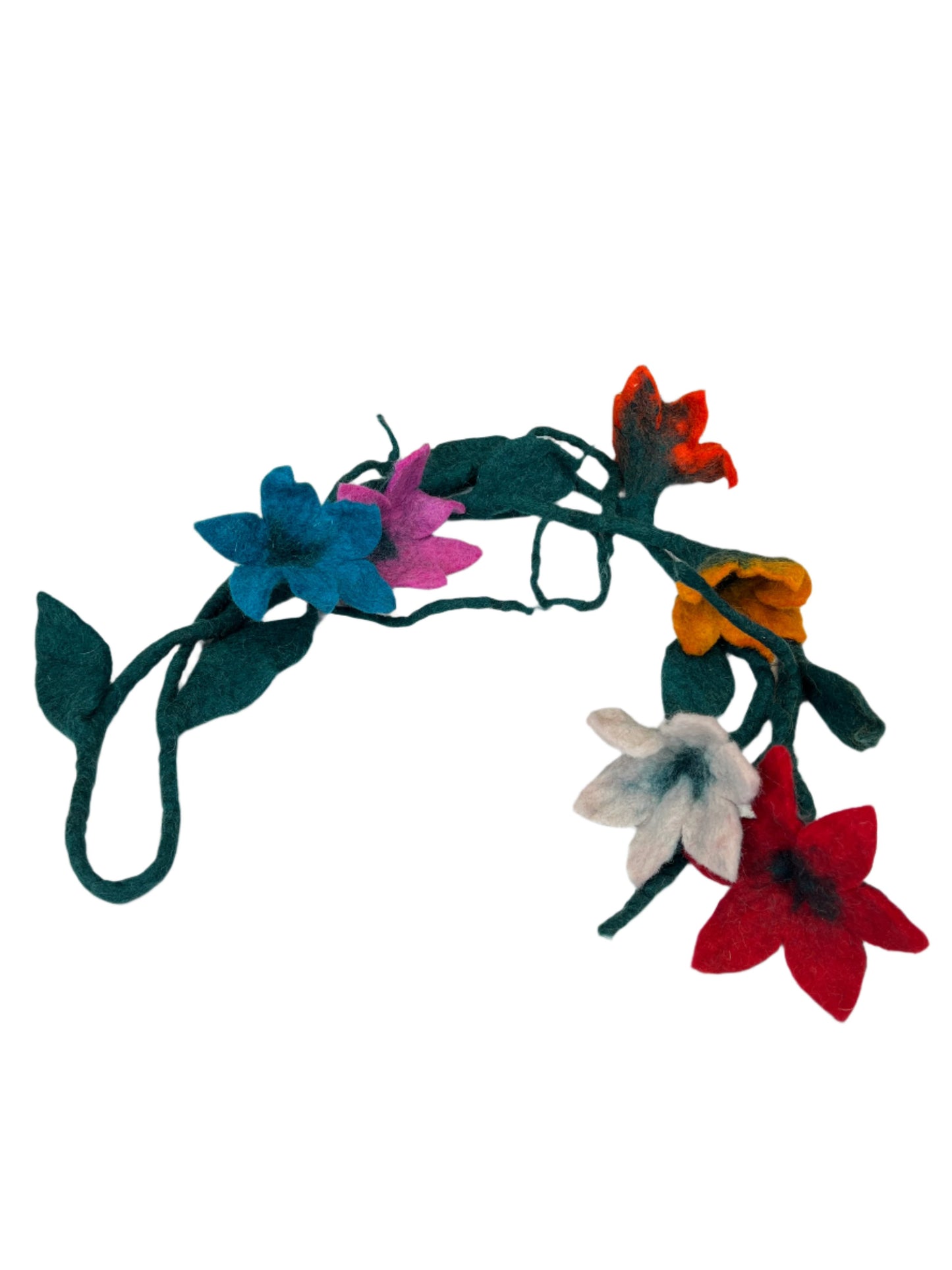 Hand felted Wool Flower Garland