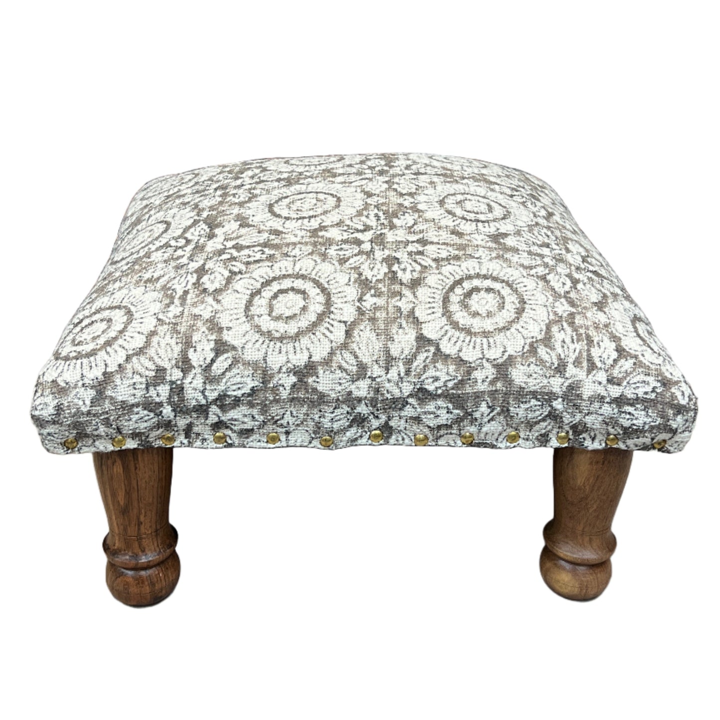 Flower Block Print Foot Stool | Square