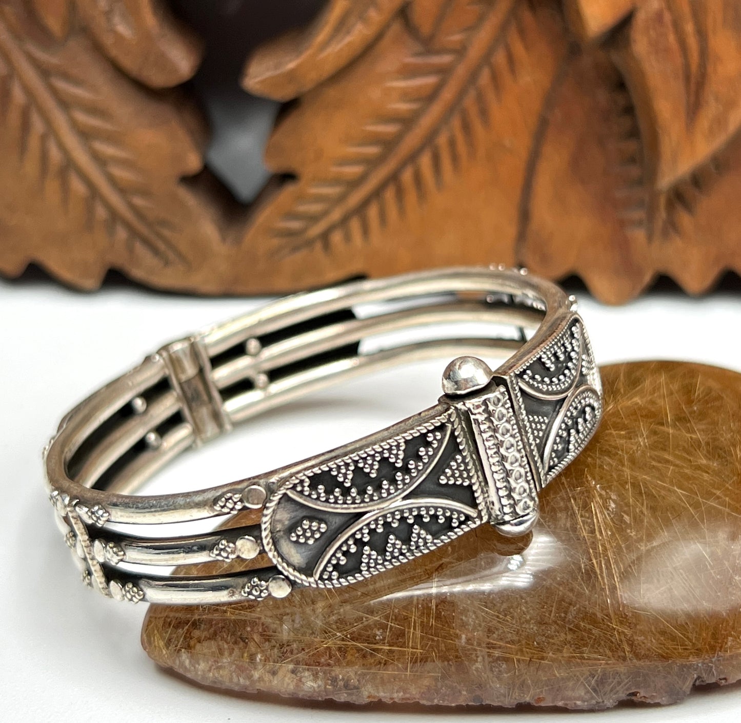 Vintage Rajasthani Sterling Silver (925) Kada Bracelet