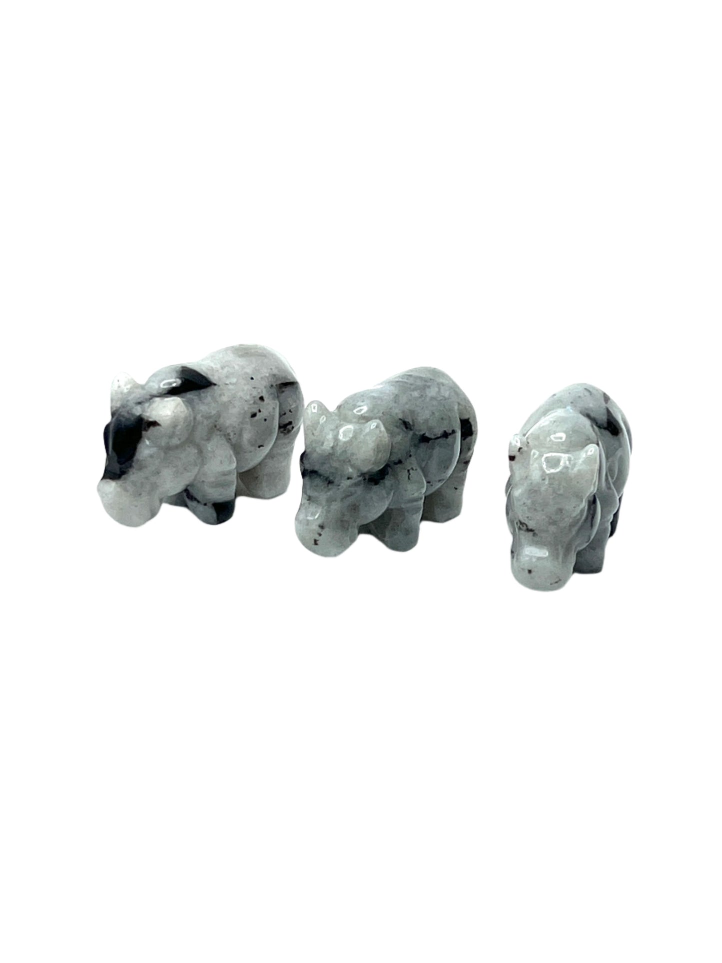 Hand Carved Gemstone Hippos