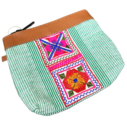 Hand Made Coin Pouches with Leather | Striped