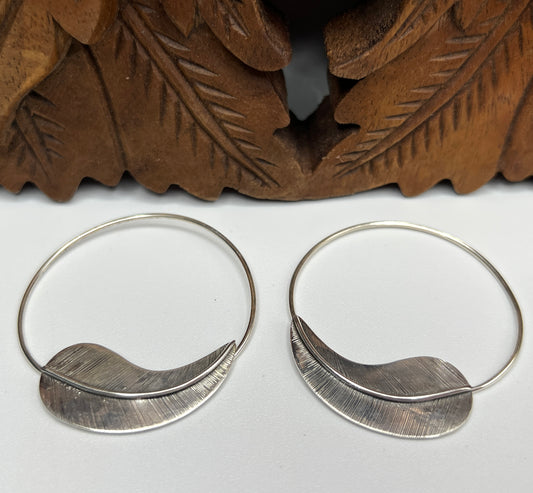 XL Feather Slide Hoop Earrings