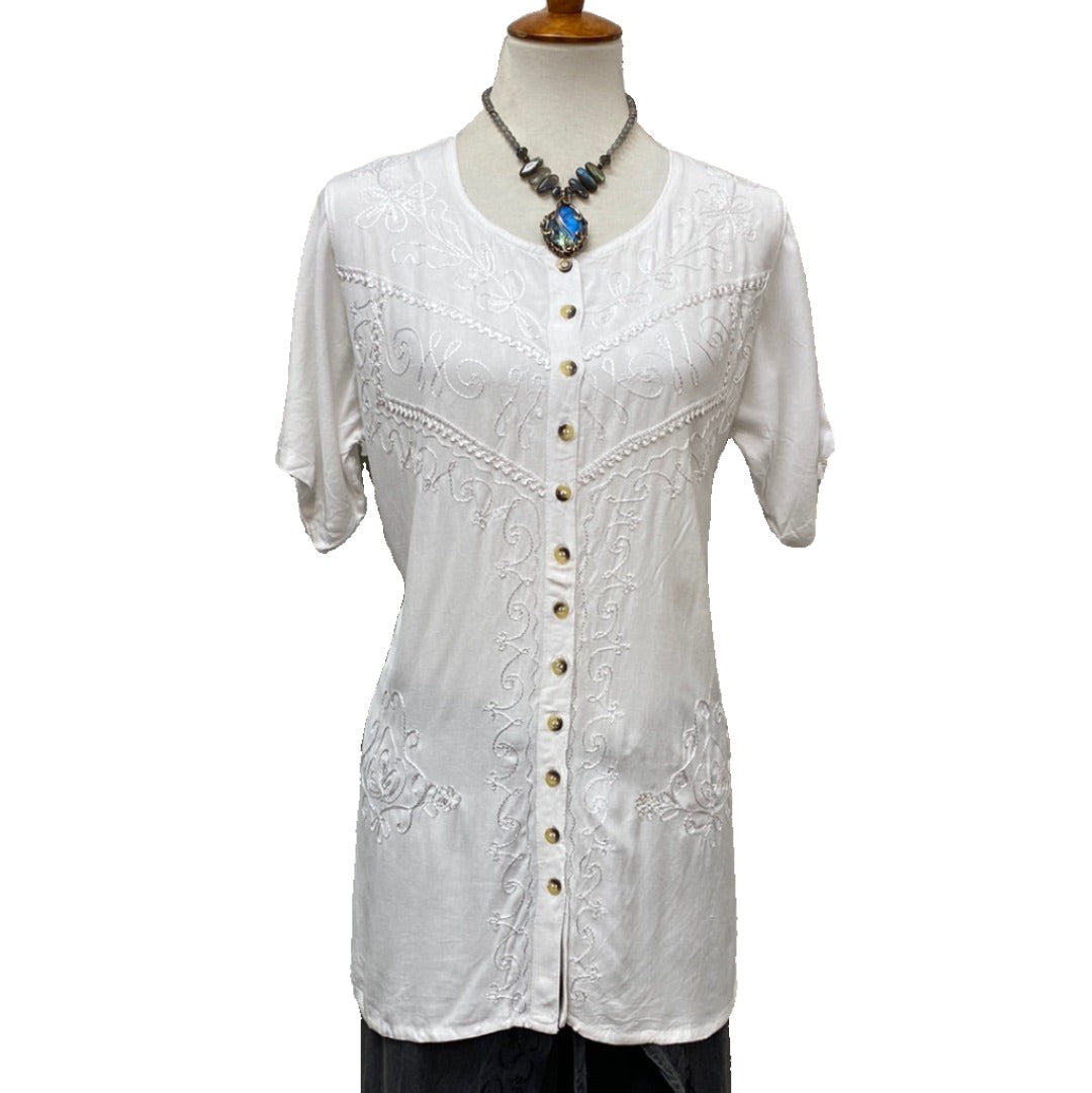 Embroidered Button Up Top