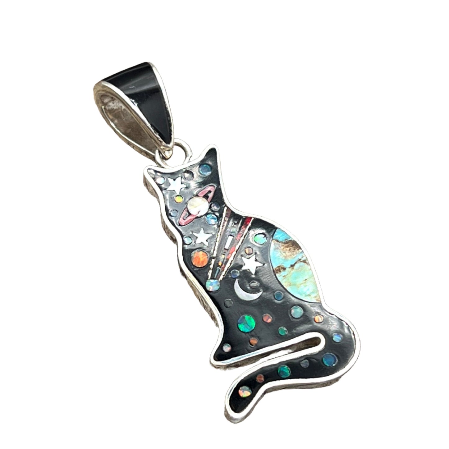 Rare Inlaid Gemstone Cat Pendants by David Freeland