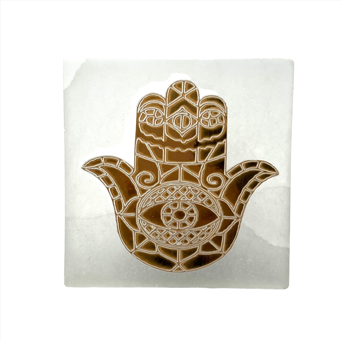 Hamsa Selenite Crystal Charging Cleansing Tile