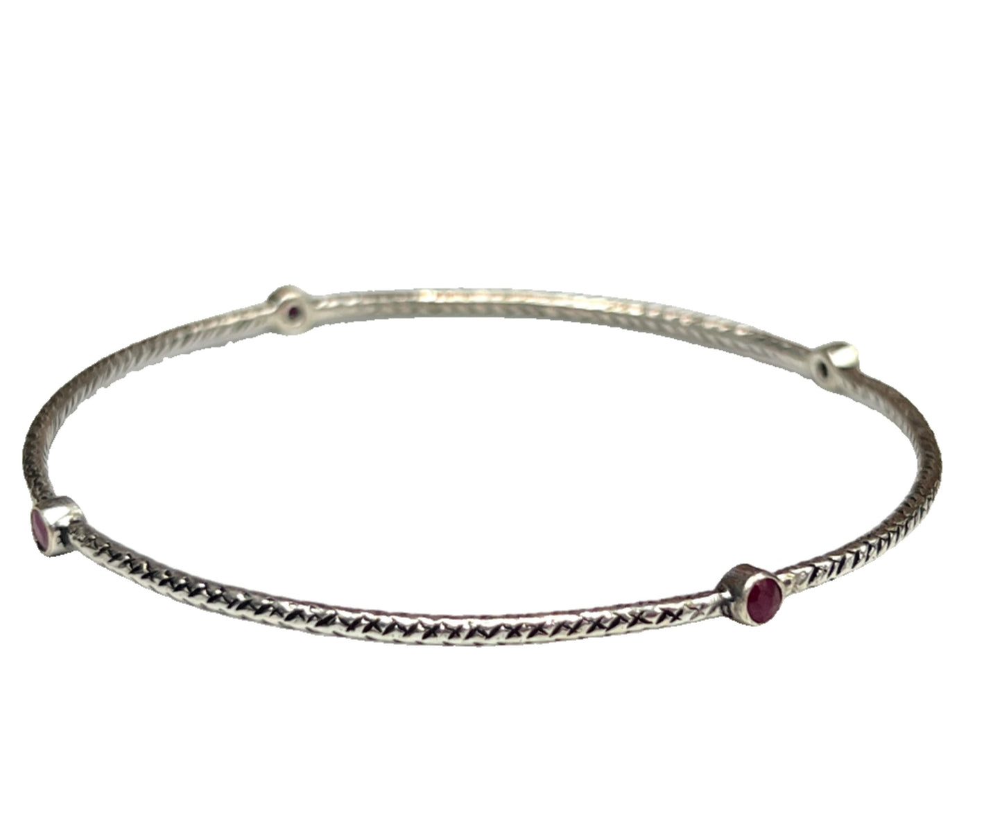 Sterling Silver Stone Bangle