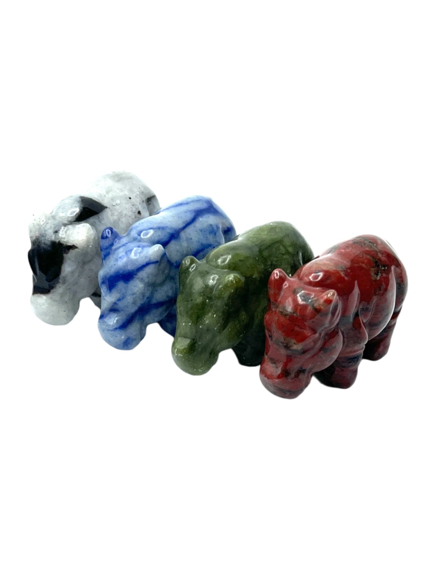 Hand Carved Gemstone Hippos