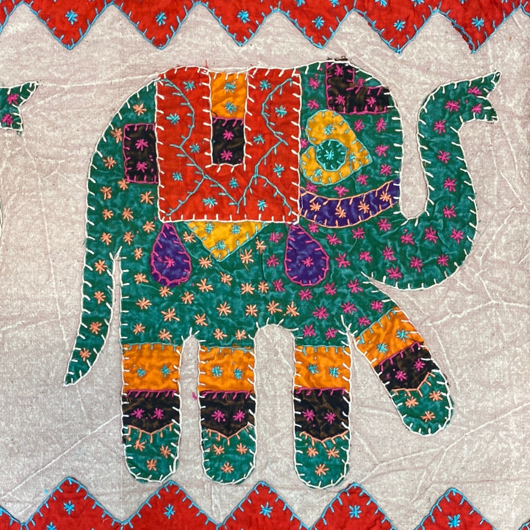 Long Embroidered Wall Hanging w Elephants