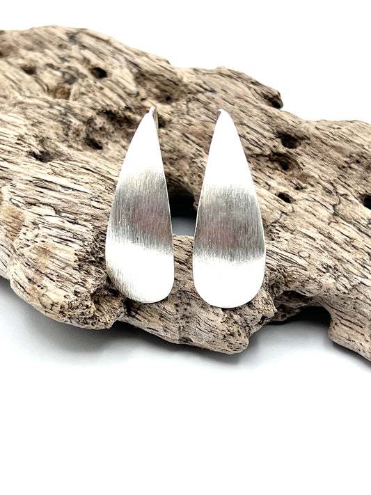 Sterling Silver Brushed Drop Earrings