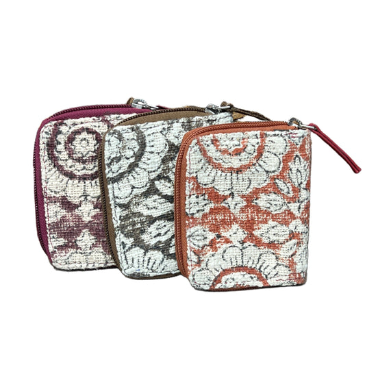 Flower Block Print Vegan Wallet