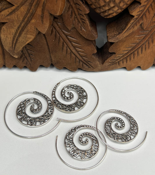 Beaded Swirl Slide Hoop Earrings