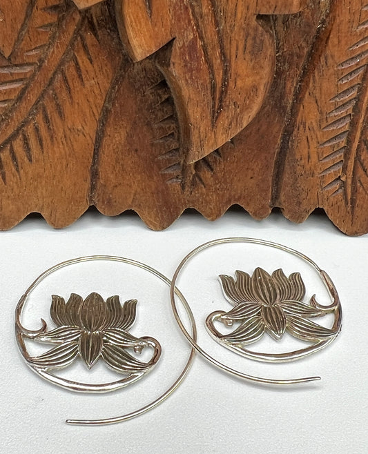Lotus Slide Hoop Earrings