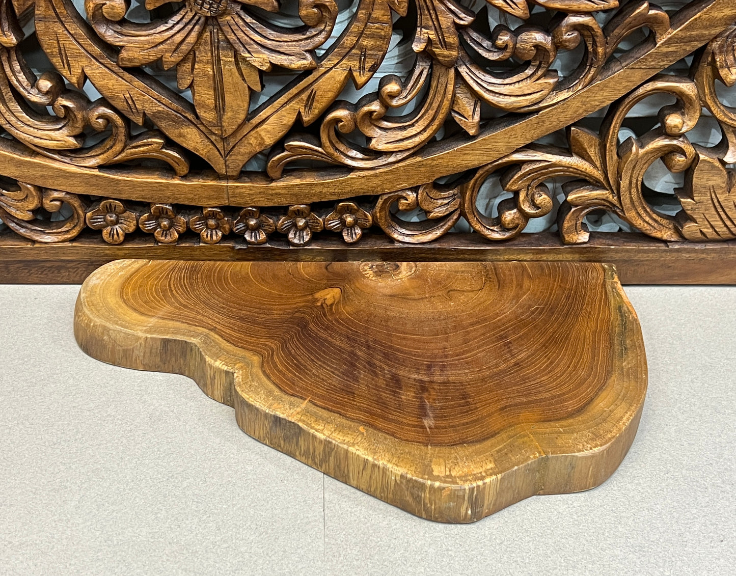 Floating Teak Wood Natural Edge Shelf