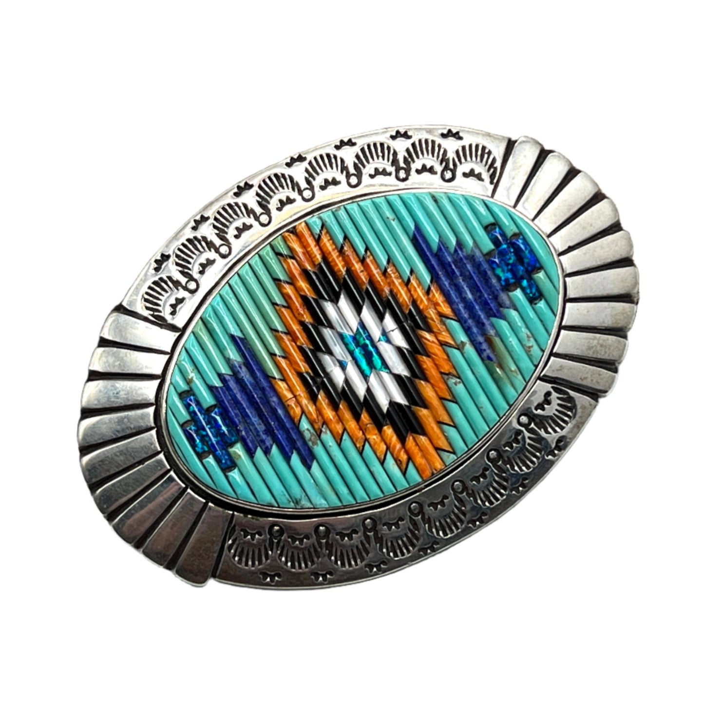 Vintage Matchstick Gemstone Belt Buckle by David Freeland