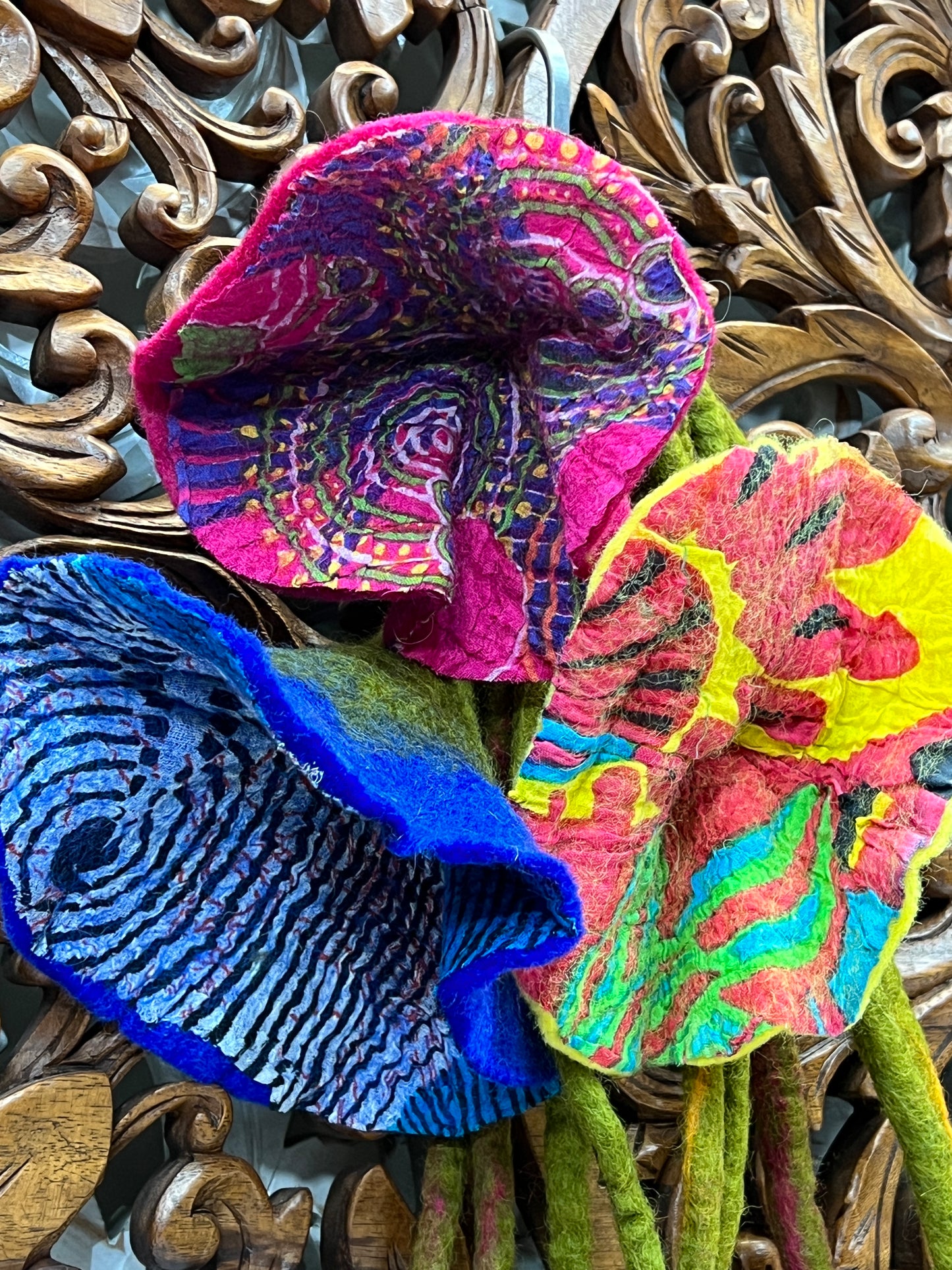 Hand felted Patterned Flower Garland