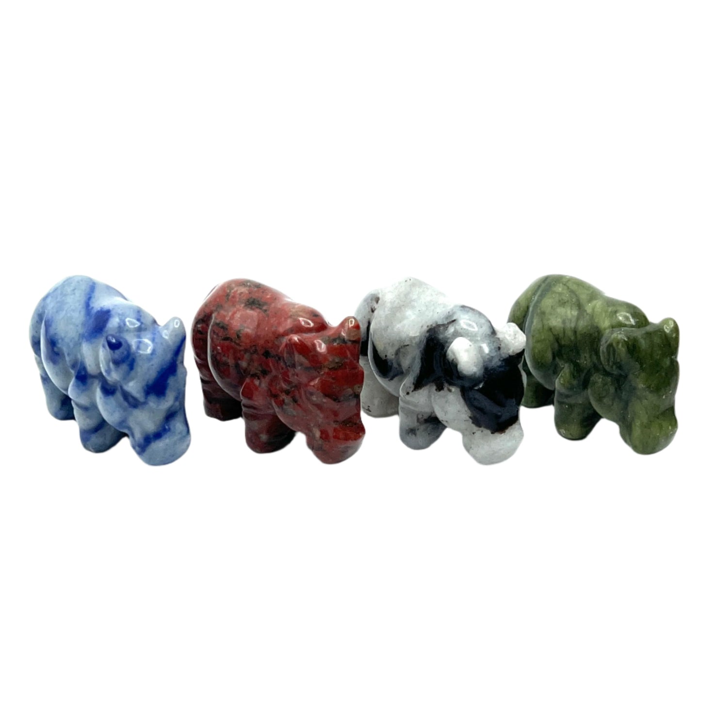 Hand Carved Gemstone Hippos