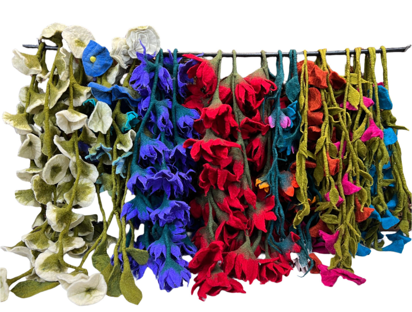 Hand felted Wool Flower Garland